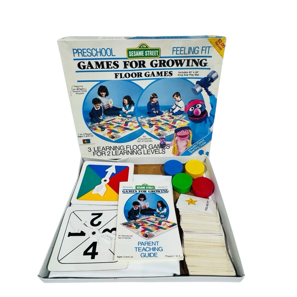 Vintage Sesame Street Games For Growing‎ Feeling Fit Floor Games Complete EUC